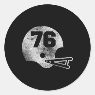 Vintage Football Jersey Number 76 Player Number  Classic Round Sticker