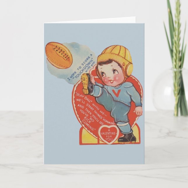 Vintage Football Valentine Holiday Card (Front)