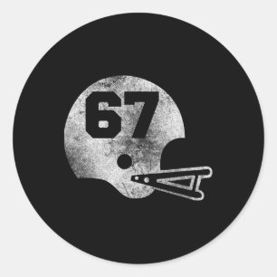 Vintage Footll Jersey Number 67 Player Number  Classic Round Sticker