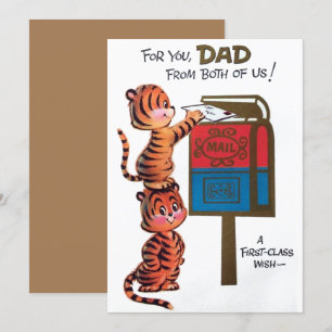 Vintage For You  Dad Cats Fathers Day Holiday Card
