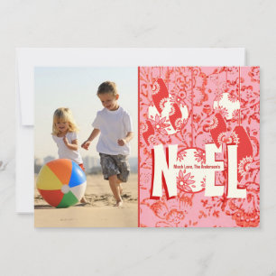 Vintage Foral Noel Ornament Family Photo Card