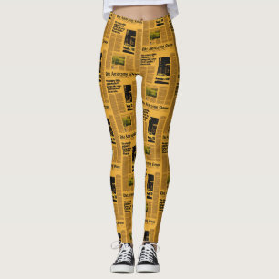 Vintage Foreign Newspaper with Car Advertisement Leggings