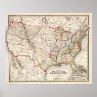 Vintage Foreign United States Map (1845)