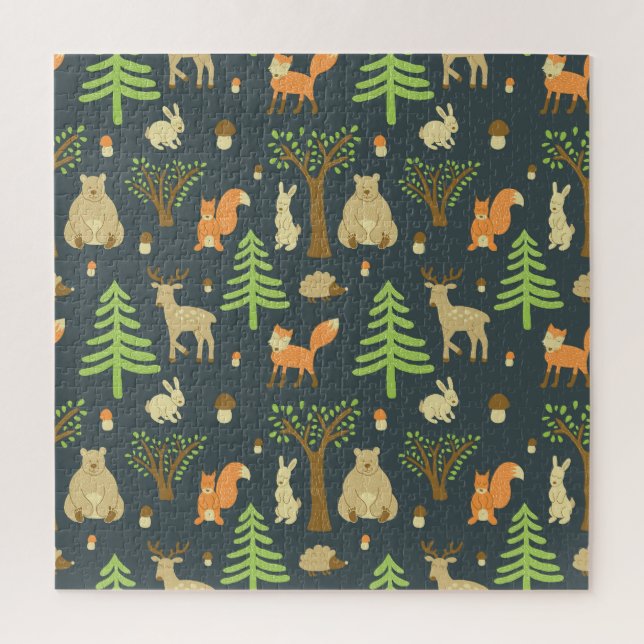 Vintage Forest Animals, Children's Pattern. Jigsaw Puzzle (Vertical)