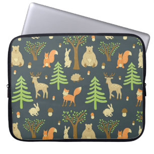 Vintage Forest Animals, Children's Pattern. Laptop Sleeve
