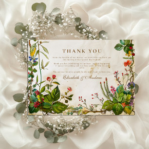 Vintage Forest Berry Wedding Thank You Card
