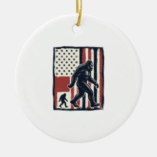 Vintage Forest Creature Flag Vector Shirt Design_1 Ceramic Ornament