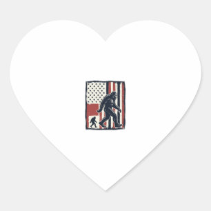 Vintage Forest Creature Flag Vector Shirt Design_1 Heart Sticker