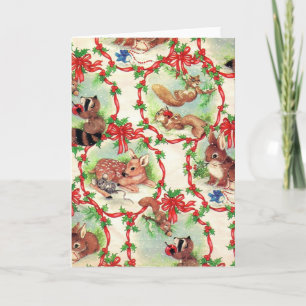Vintage Forest Creatures Christmas Card