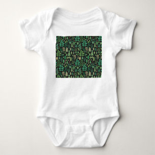 Vintage Forest Floral Seamless Design Baby Bodysuit