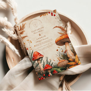Vintage Forest Fungi Wedding Invitation