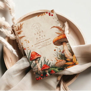Vintage Forest Fungi Wedding Save The Date