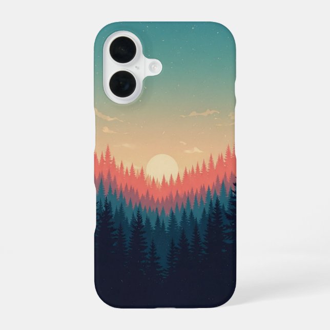Vintage Forest Gradient iPhone 16 Case (Back)