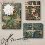Vintage Forest Mushroom in Dark Green & Rustic Red Wrapping Paper Sheet<br><div class="desc">The Rustic Enchanted Mushroom & Floral Pattern collection brings the whimsical charm of the forest floor to your gift-giving essentials. Featuring a beautifully detailed design with a variety of mushrooms nestled among lush florals, set against a deep green backdrop, this pattern transports the receiver into a mystical woodland. This collection...</div>