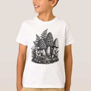 Vintage forest mushrooms linocut T-Shirt