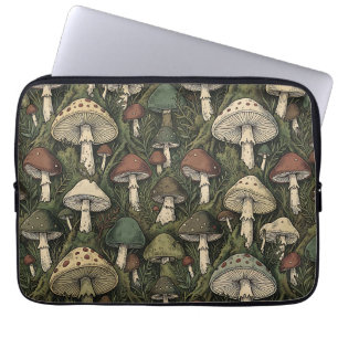 Vintage Forest Mushrooms Moody Cottagecore Laptop Sleeve