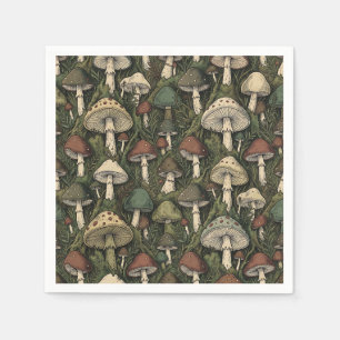 Vintage Forest Mushrooms Moody Cottagecore Napkin