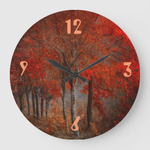 Vintage Forest Scene Large Clock