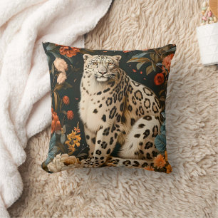 Vintage Forest Tiger Botanical Floral Garden Throw Pillow