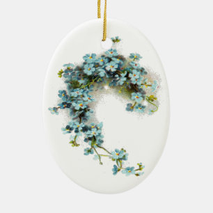 Vintage Forget-Me-Nots Ceramic Ornament