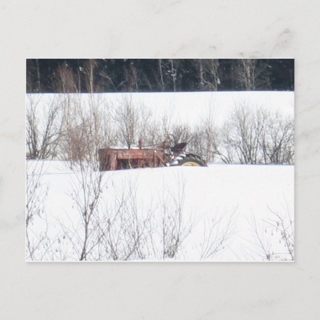 Vintage Forgotten Tractor Christmas Card (Front)