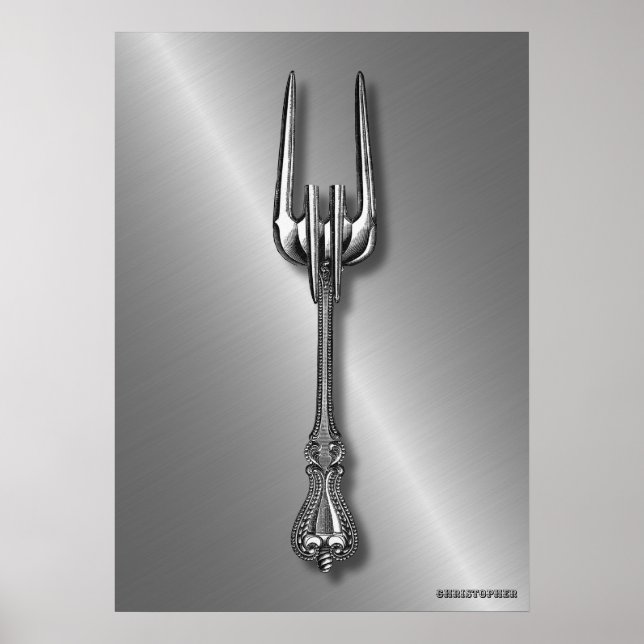Vintage Fork As Hard Rock Heavy Metal Funny Poster (Front)