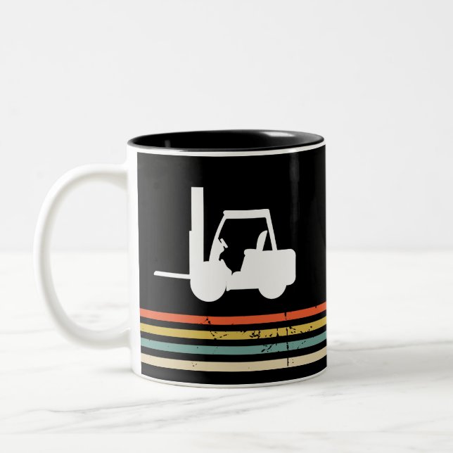 Vintage Forklift  Two-Tone Coffee Mug (Left)