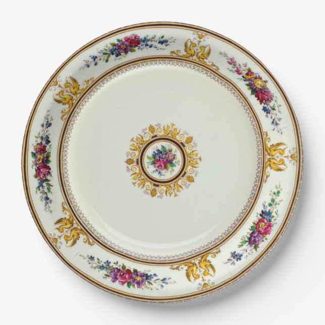 Vintage Formal China Pattern Paper Dinner Plate (Front)