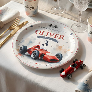 Vintage Formula Race Car Personalized Paper Plate