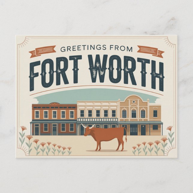 Vintage Fort Worth Postcard | Greetings (Front)