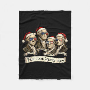 Vintage Founding Fathers Santa Hats Patriotic Chri Fleece Blanket