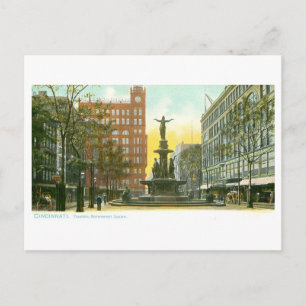 Vintage Fountain/Government Square, Cincinnati Postcard