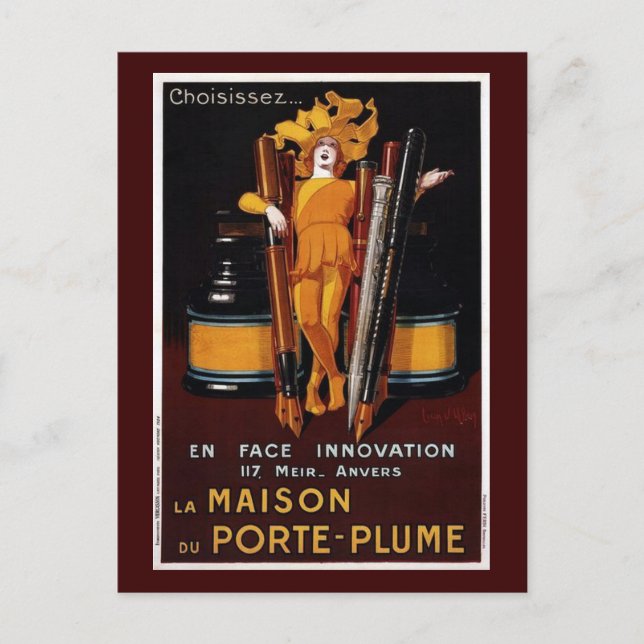 Vintage Fountain Pen Advertisement Postcard (Front)