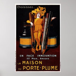 Vintage Fountain Pen Advertisement Poster