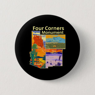 Vintage Four Corners Monument With Us National Par 2 Inch Round Button