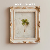 Vintage Four-Leaf Clover Art St Patricks Shamrock