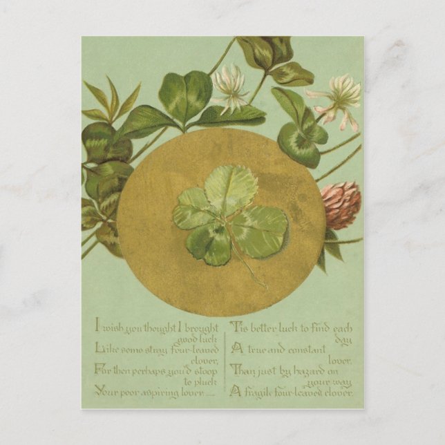 Vintage Four Leaf Clover St Patrick's Day Card (Front)
