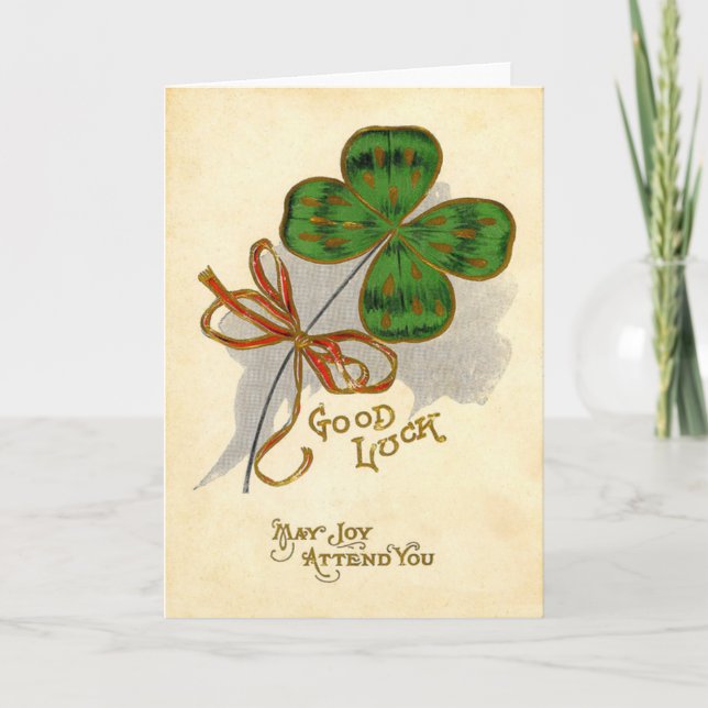 Vintage Four Leaf Clover St Patrick's Day Card (Front)