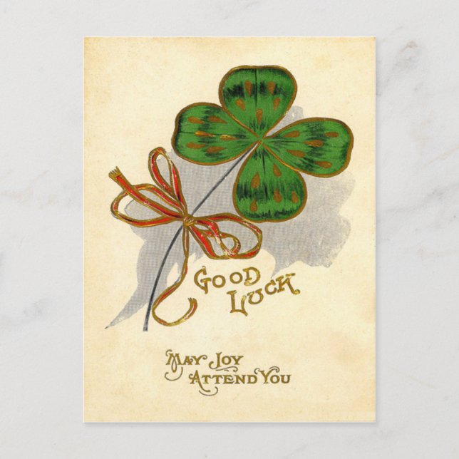 Vintage Four Leaf Clover St Patrick's Day Card (Front)