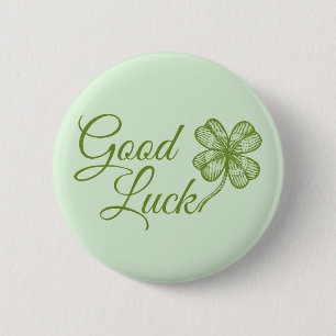 Vintage four leaf lucky clover. Shamrock. 2 Inch Round Button