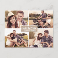 Vintage Four Photo Frame Save the Date Postcard