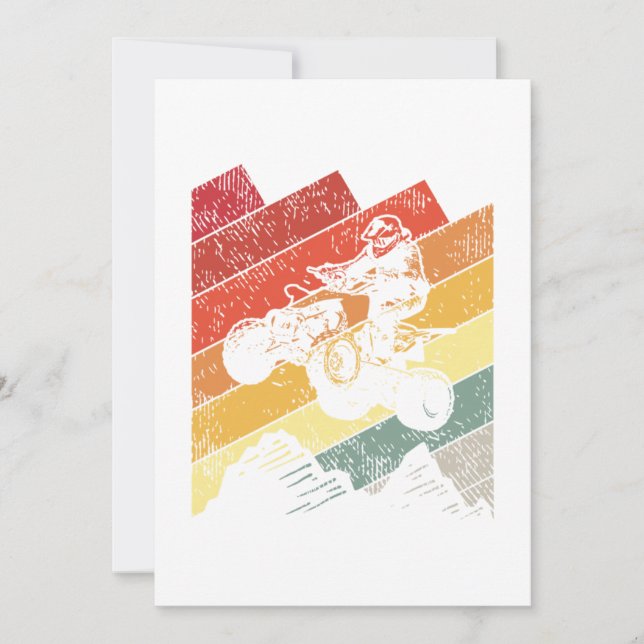 Vintage Four Wheeler Quad Bike ATV Rider Invitation (Front)