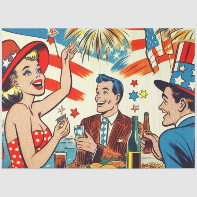 Vintage Fourth of July Comics Tissue Paper (Front)