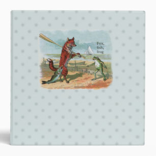 Vintage Fox and Frog Beach Whimsical Illustration Binder