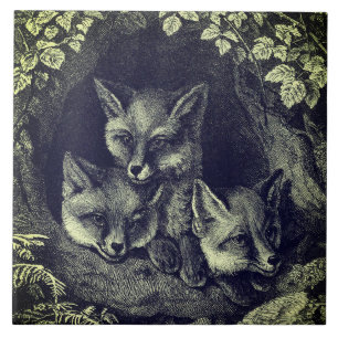 Vintage fox ceramic tile