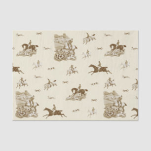 Vintage Fox Chase Horse Riders Hounds Hunting Tissue Paper
