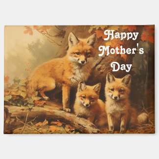 Vintage Fox Family Mother's Day Magnet