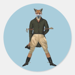 Vintage fox Hunting Classic Round Sticker