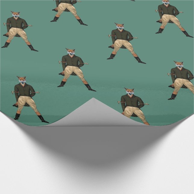 Vintage fox Hunting Wrapping Paper (Corner)