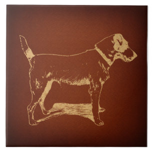Vintage Fox Terrier Dog Art Rustic Antique Style Tile